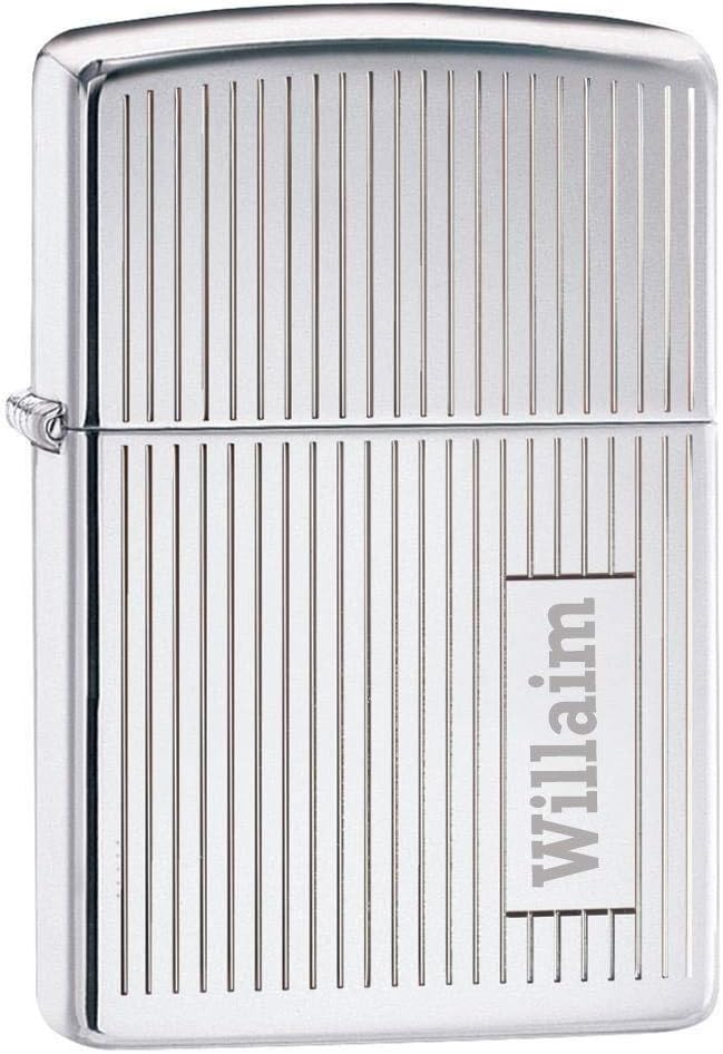 Personalized The Striped Design HIGH Polish Chrome ZIPPO Lighter - Free Engraving