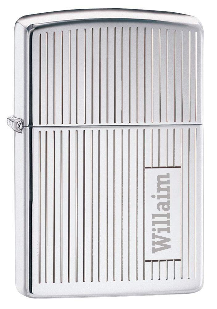 Personalized The Striped Design HIGH Polish Chrome ZIPPO Lighter - Free Engraving