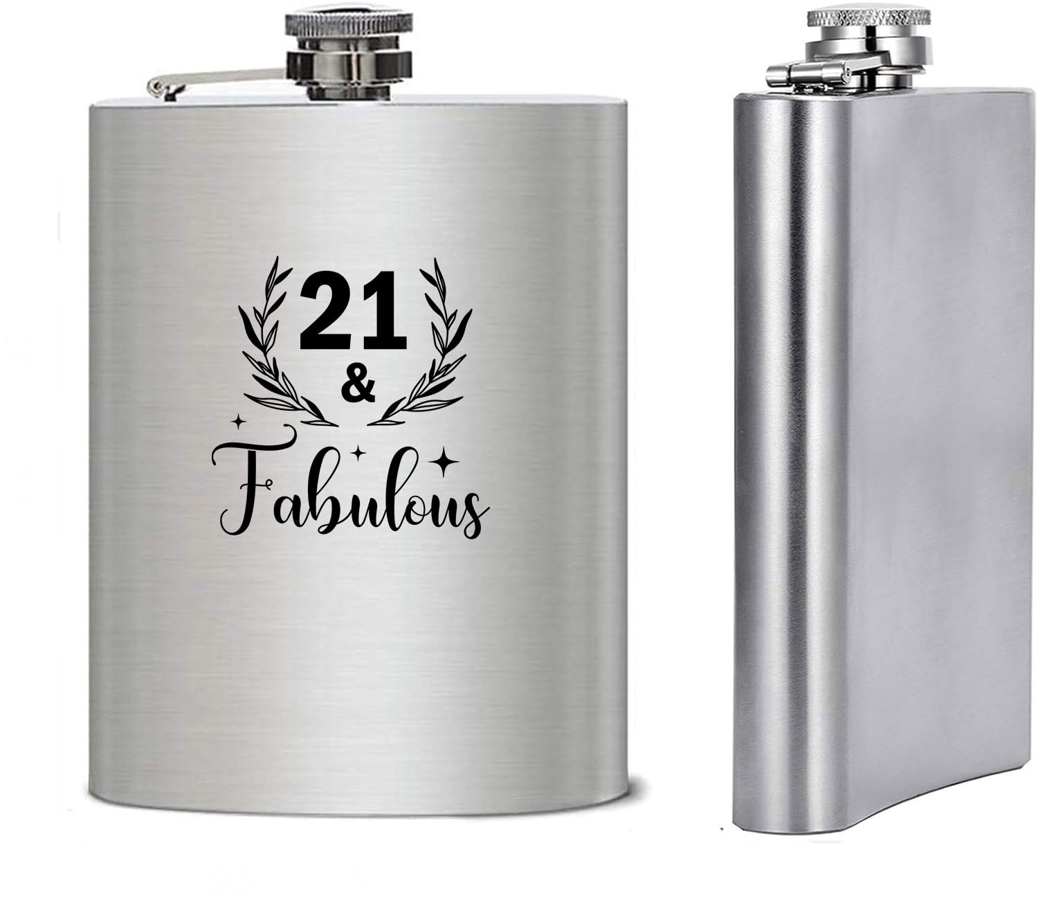 Gifts Infinity 8 Oz.21th Bithday, 21 Years Old Sayings Stainless Steel Flask (T-7)