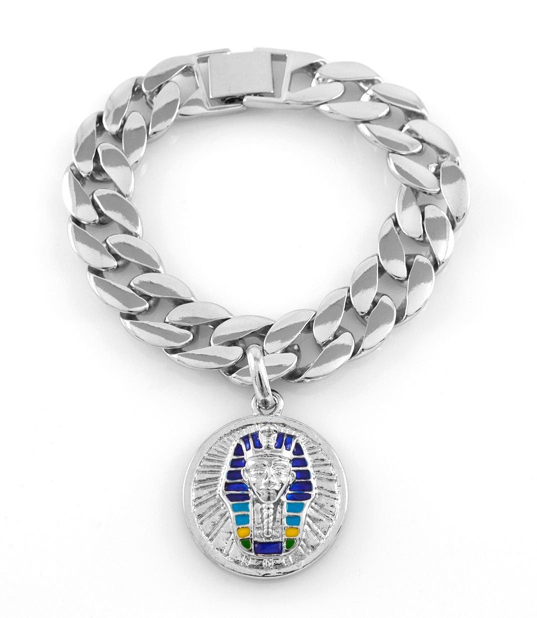 Hip-Hop Silver Tone King Tut Pharaoh Bracelet Hanging Charm