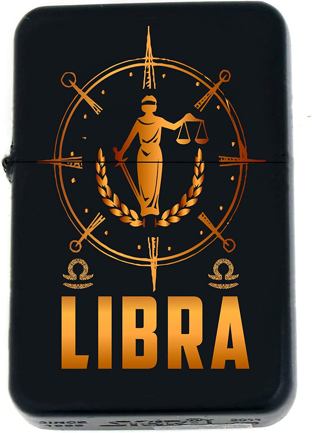 GIFTS INFINITY-Personalized Birthday Zodiac Signs Windproof Lighters-Black Matt (Libra)