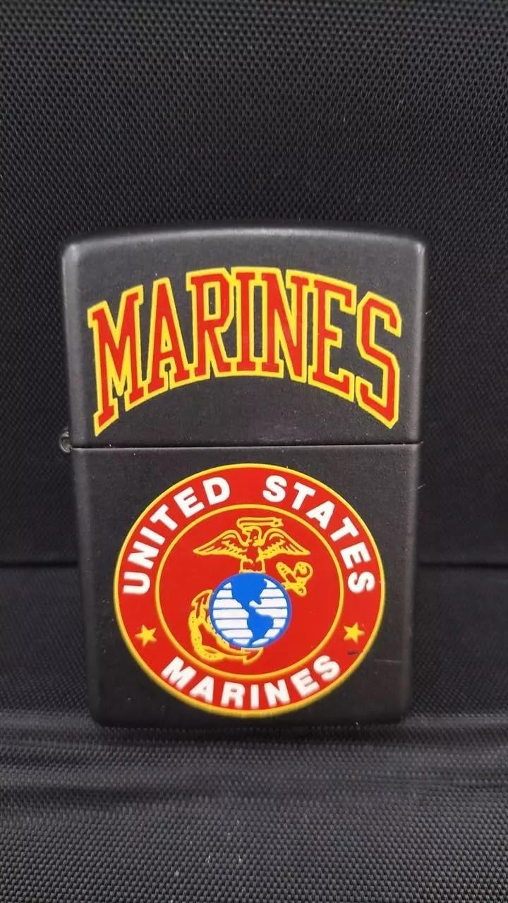 Personalized Zippo Lighter U.S. Marine Corps. Chrome - Free Engraving (US Marines Matt Black)