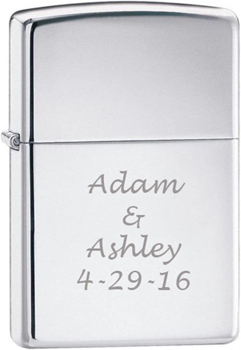 Zippo - Personalized High Polish Chrome Lighter - Free Laser Engraving - Silver/Metal