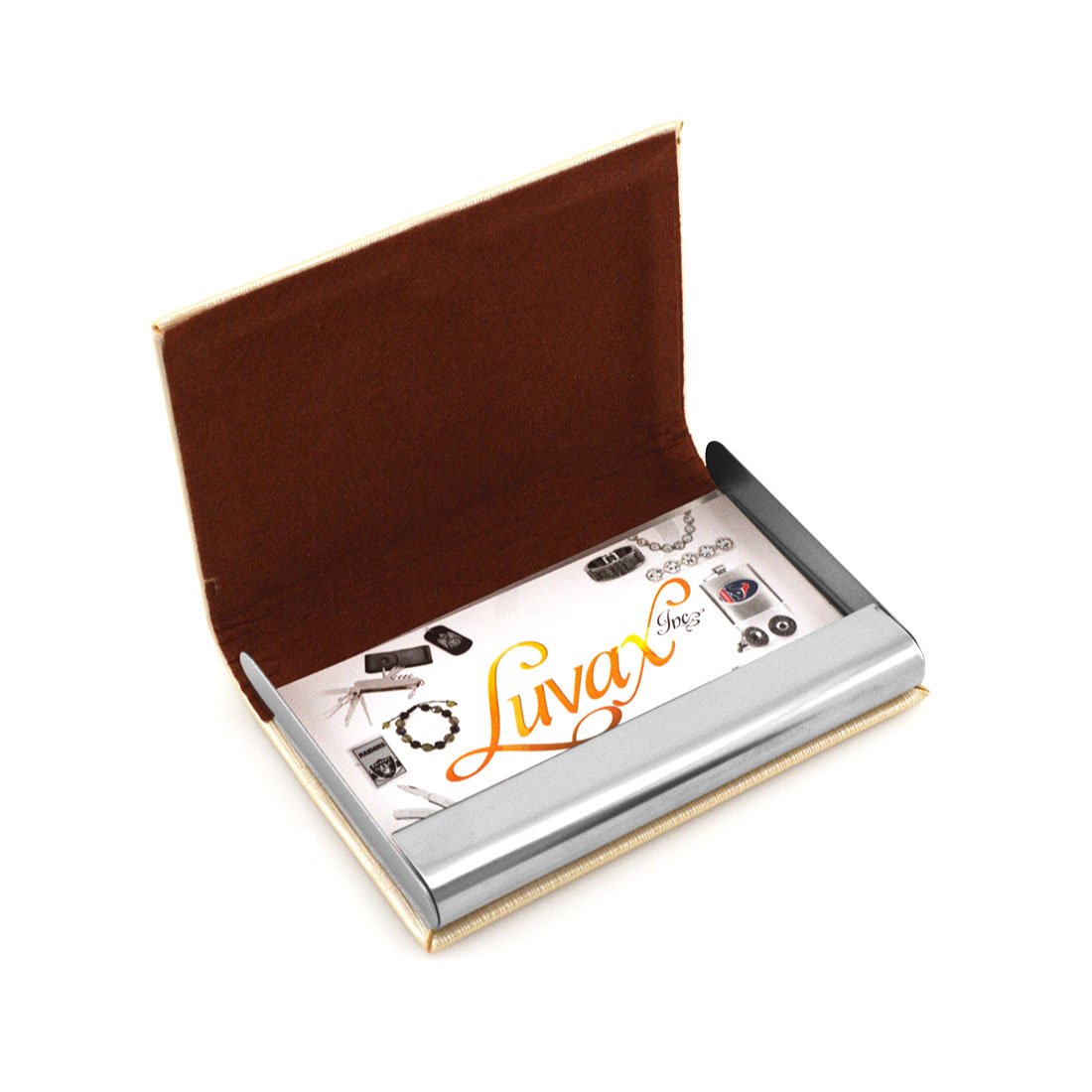 GIFTS INFINITY BC-21 Personalized Quality Pu Leather Business Card Holder - Free Engraving - Free Engraving (Cream)