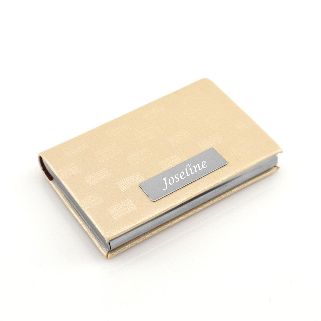 GIFTS INFINITY BC-21 Personalized Quality Pu Leather Business Card Holder - Free Engraving - Free Engraving (Cream)