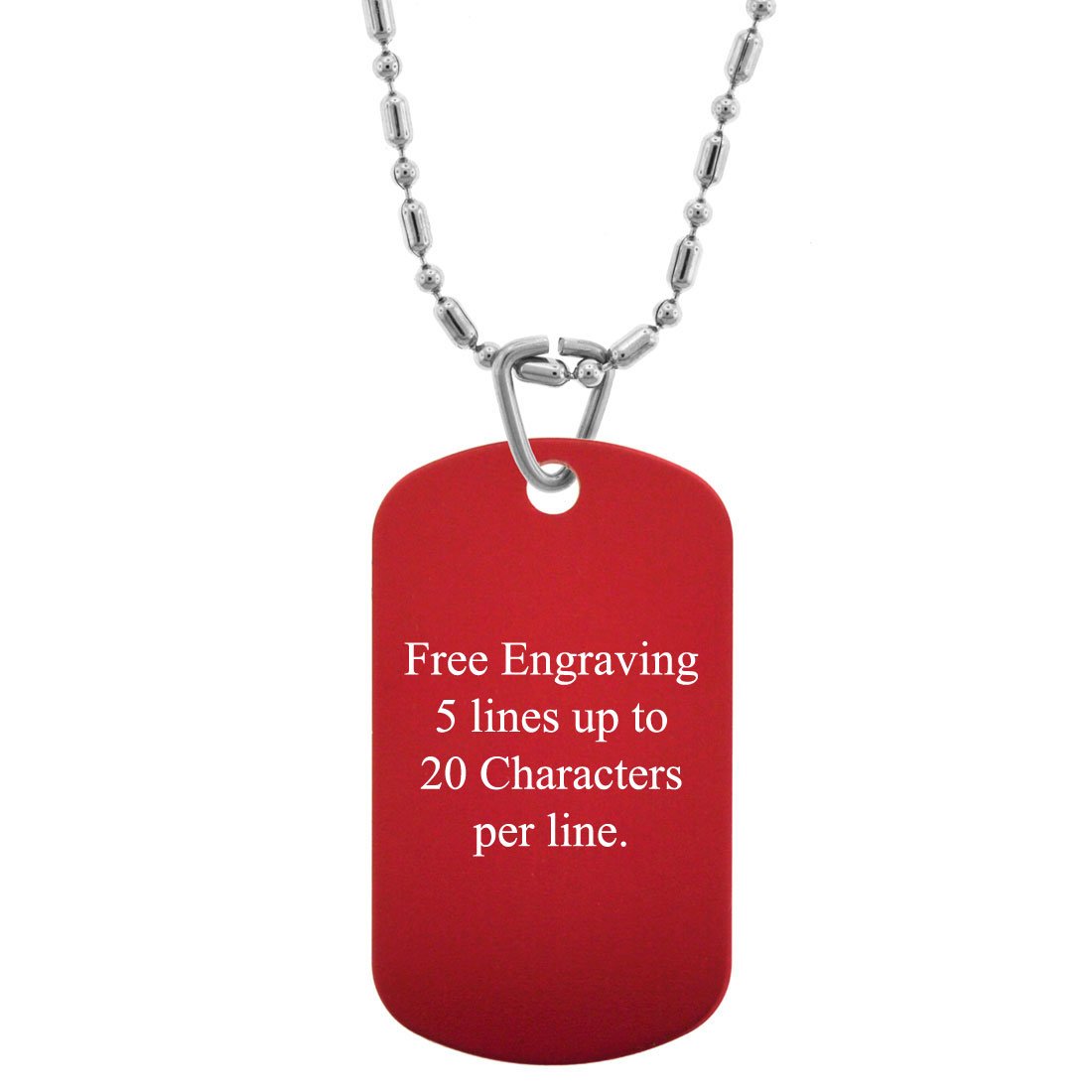 GIFTS INFINITY® Custom Engraved Personalized Medical Alert ID Dog Tag, Pendants, Necklace (Red)