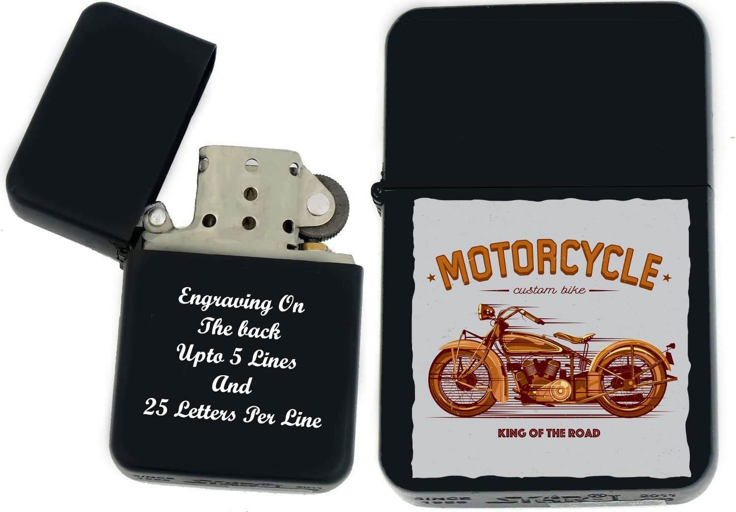 GIFTS INFINITY-Personalized Bikers Motor Cycle Speed Racers Lighters–Black Matt(MC-33)