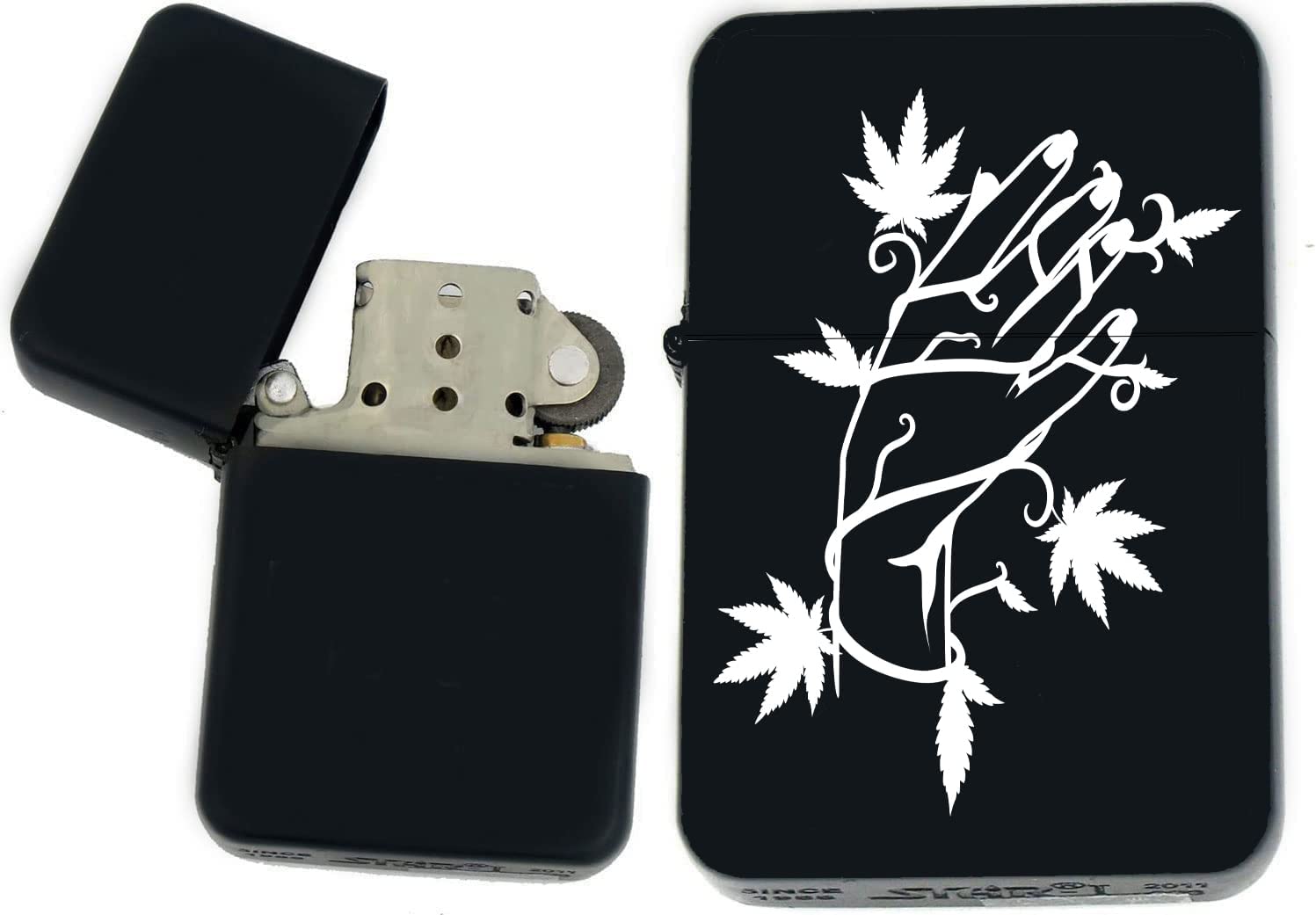 GIFTS INFINITY - Personalized Leaf Collection Windproof Lighters – Black Matt (WD-14)
