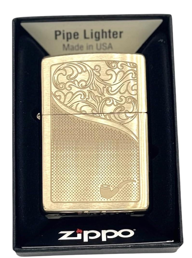 Personalized ZIPPO Classic Pipe Windproof Oil Lighter Engraving (Gold Eng)