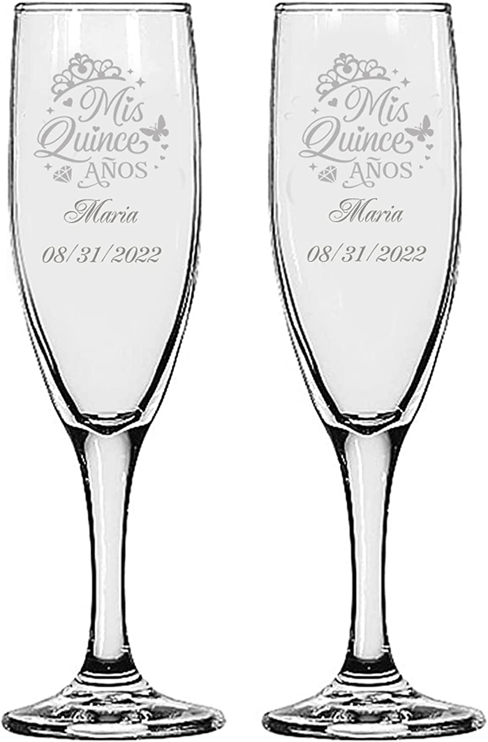 GIFTS INFINITY - Personalized Wedding Toasting Glasses (Reg Mis Quince Anos)- Set of 2
