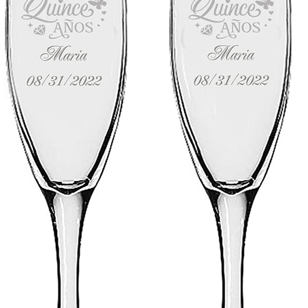 Personalized Wedding Toasting Glasses (Reg Mis Quince Anos)- Set of 2