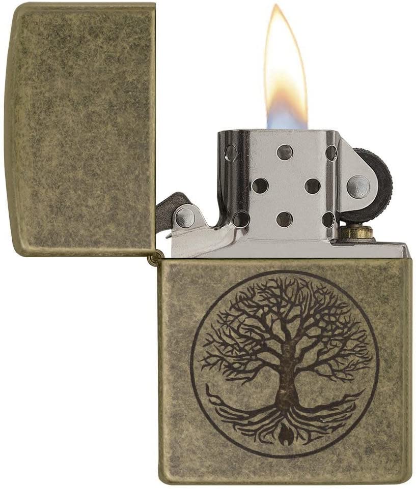 Personalized Zippo Lighter Classic Tree of Life Antique Brass