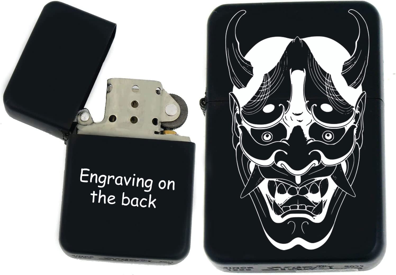 GIFTS INFINITY -Personalized Japanese Mask Oni Demon Kabuki Lighters–Black Matt(S-1)