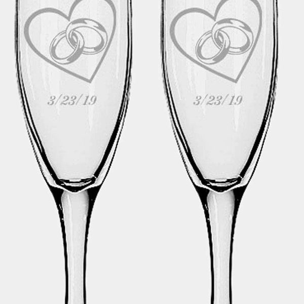 Champagne Flutes Set of 2, Bride and Groom Crystal Champagne Glasses  Engraved Infinity Heart Embelli…See more Champagne Flutes Set of 2, Bride  and