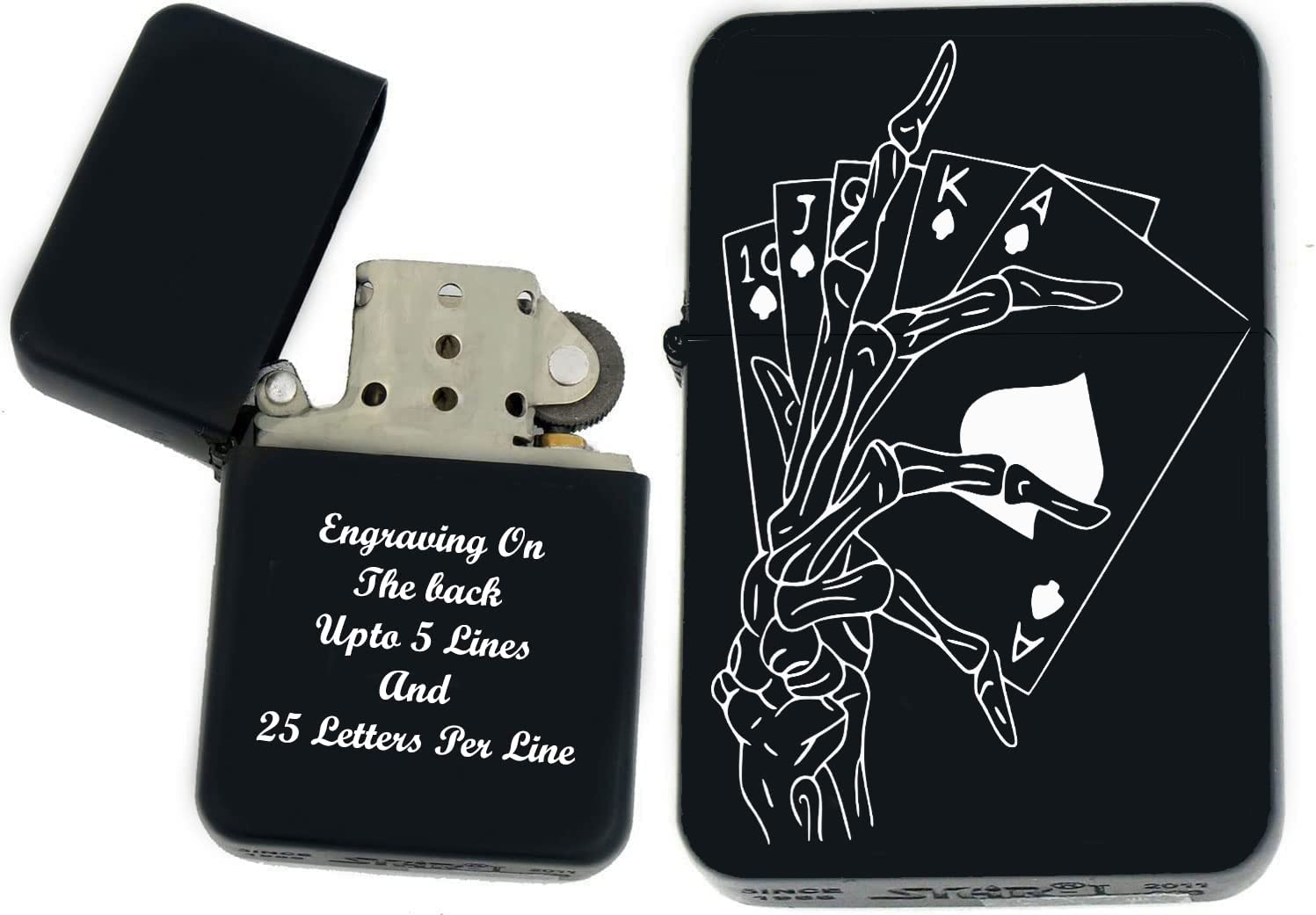 GIFTS INFINITY-Lighters Gambling, Slot Machine, Skull, Four Aces Cards-Black Matt(CD-22)