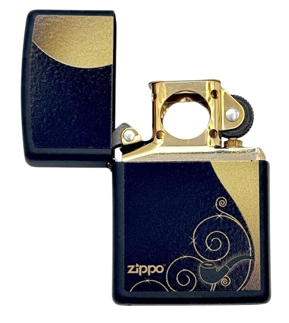 Personalized ZIPPO Classic Pipe Windproof Oil Lighter Engraving (Black Gold)