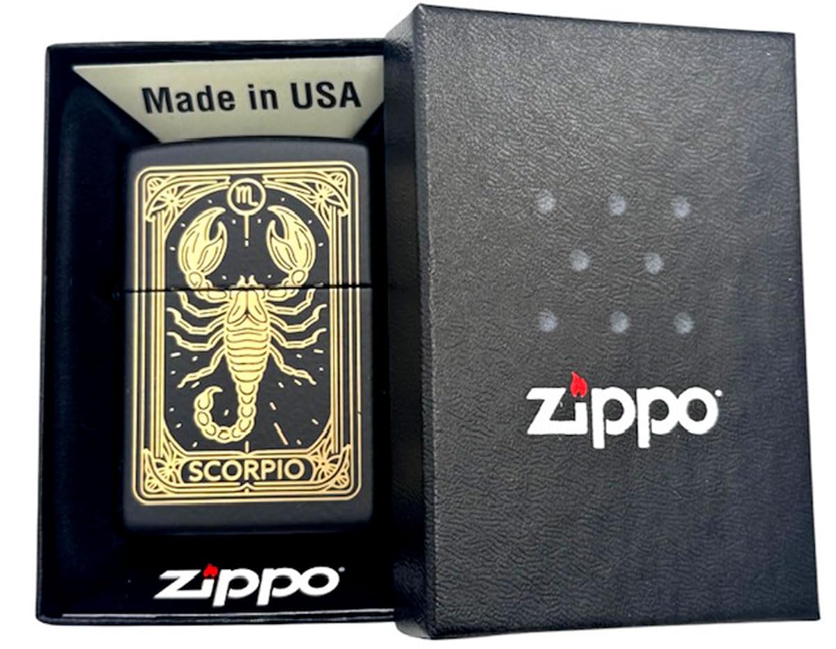 Zippo Lighter - Personalized Custom Message Engraved on Backside Zodiac, Horoscope Sign (Scorpio)