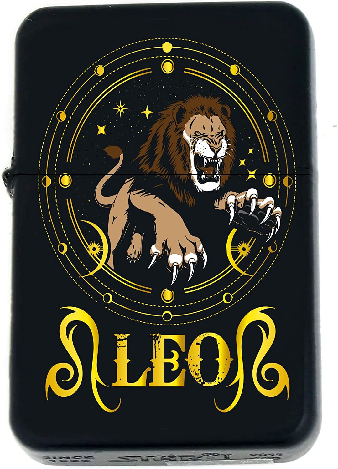 GIFTS INFINITY-Personalized Birthday Zodiac Signs Windproof Lighters-Black Matt (Leo)