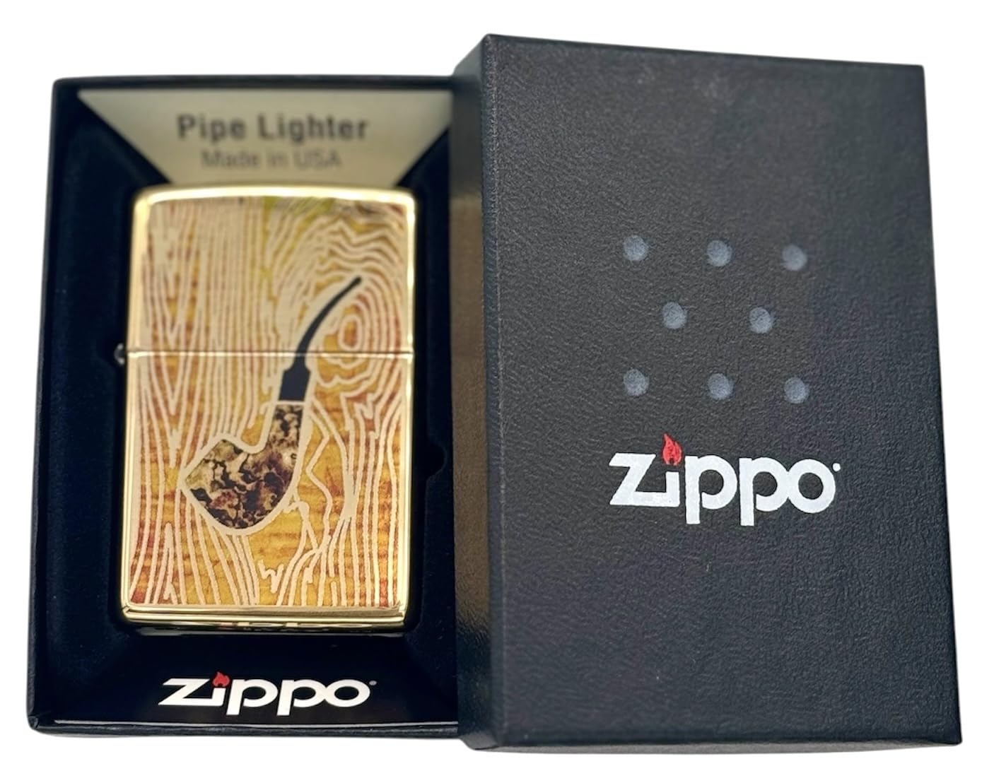 Personalized ZIPPO Classic Pipe Windproof Oil Lighter Engraving (Gold OR)