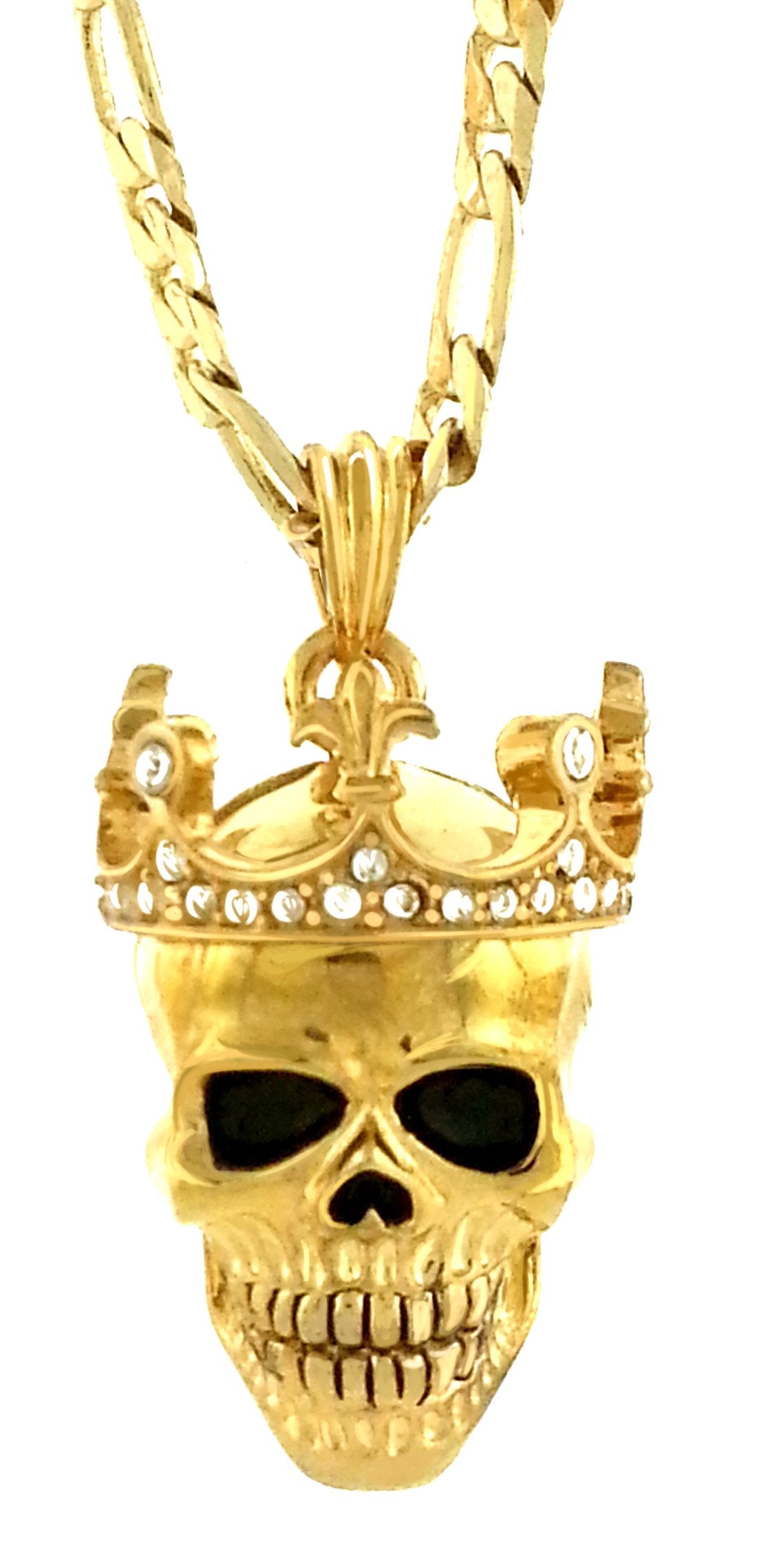 GIFTS INFINITY Hip Hop Gold Tone Skull with Crown Pendant – Includes Free 24” Chain