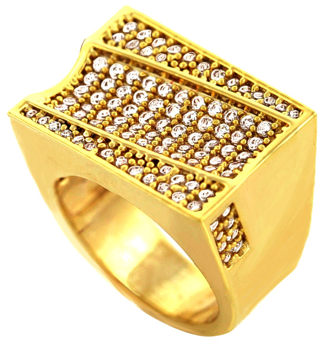 GIFTS INFINITY Men Brass Gold Tone Men's Hip Hop Micro Pave Players Cz Ring (10)