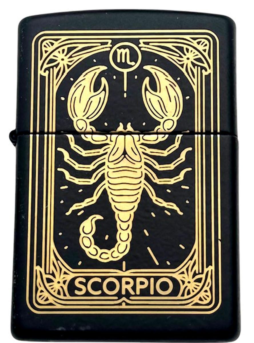 Zippo Lighter - Personalized Custom Message Engraved on Backside Zodiac, Horoscope Sign (Scorpio)