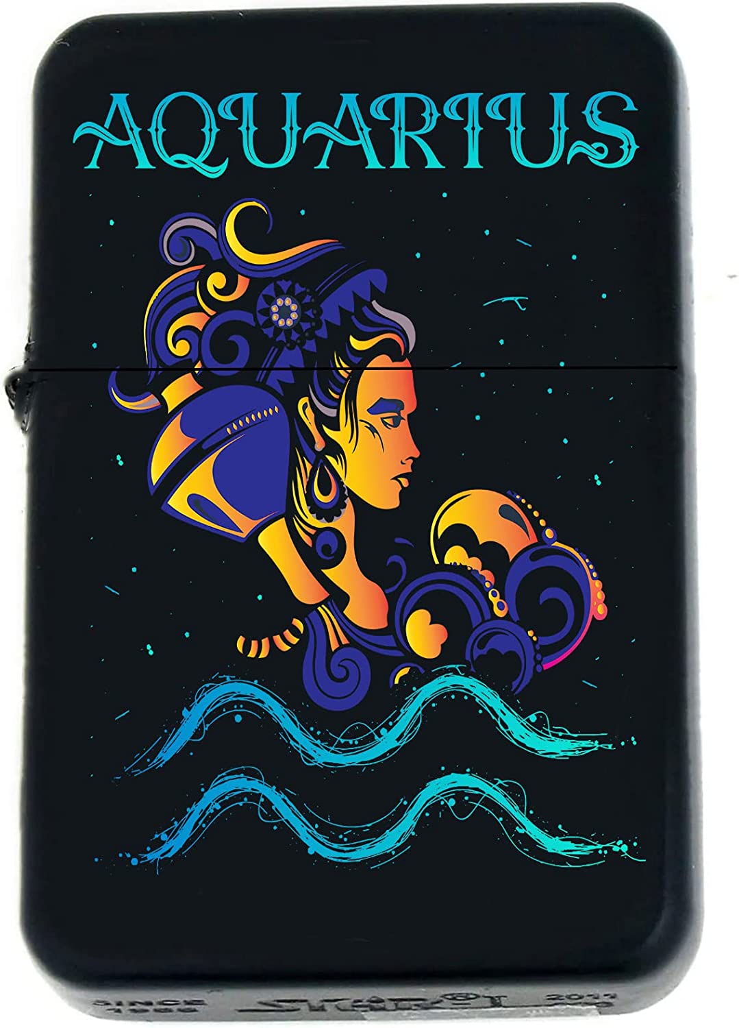 GIFTS INFINITY-Personalized Birthday Zodiac Signs Windproof Lighters-Black Matt (Aquarius)