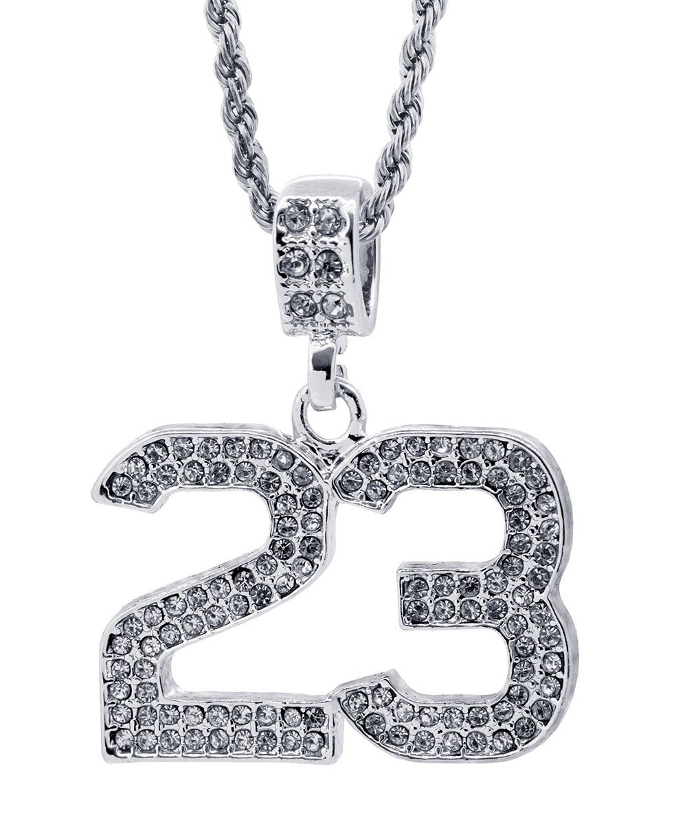 Gifts Infinity - Hip Hop Bling Silver Tone Basketball 23 Pendant Free 24" Rope Chain #1031