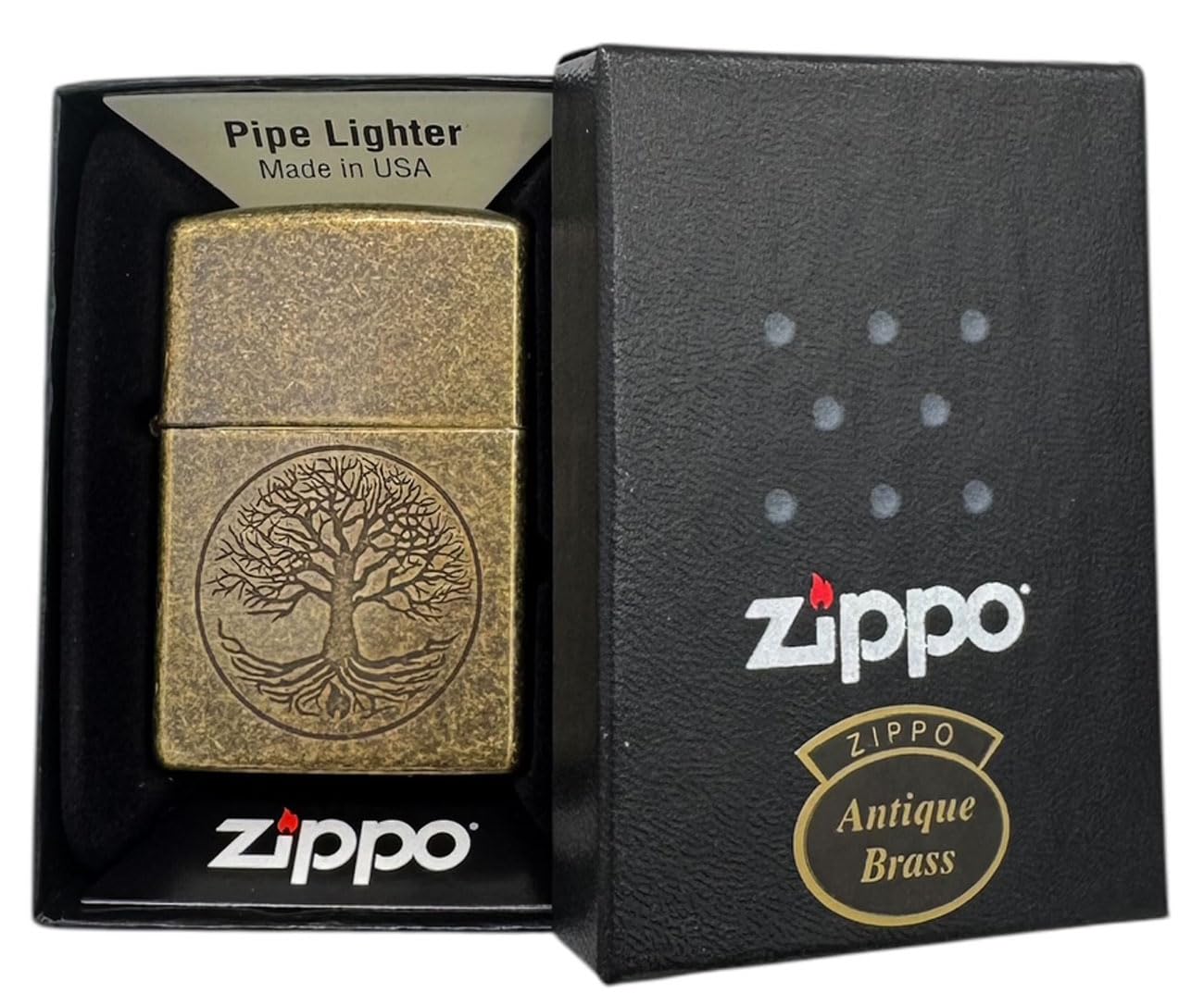 Custom Personalized ZIPPO Classic Pipe Windproof Oil Lighter Engraving (Tree of Life)