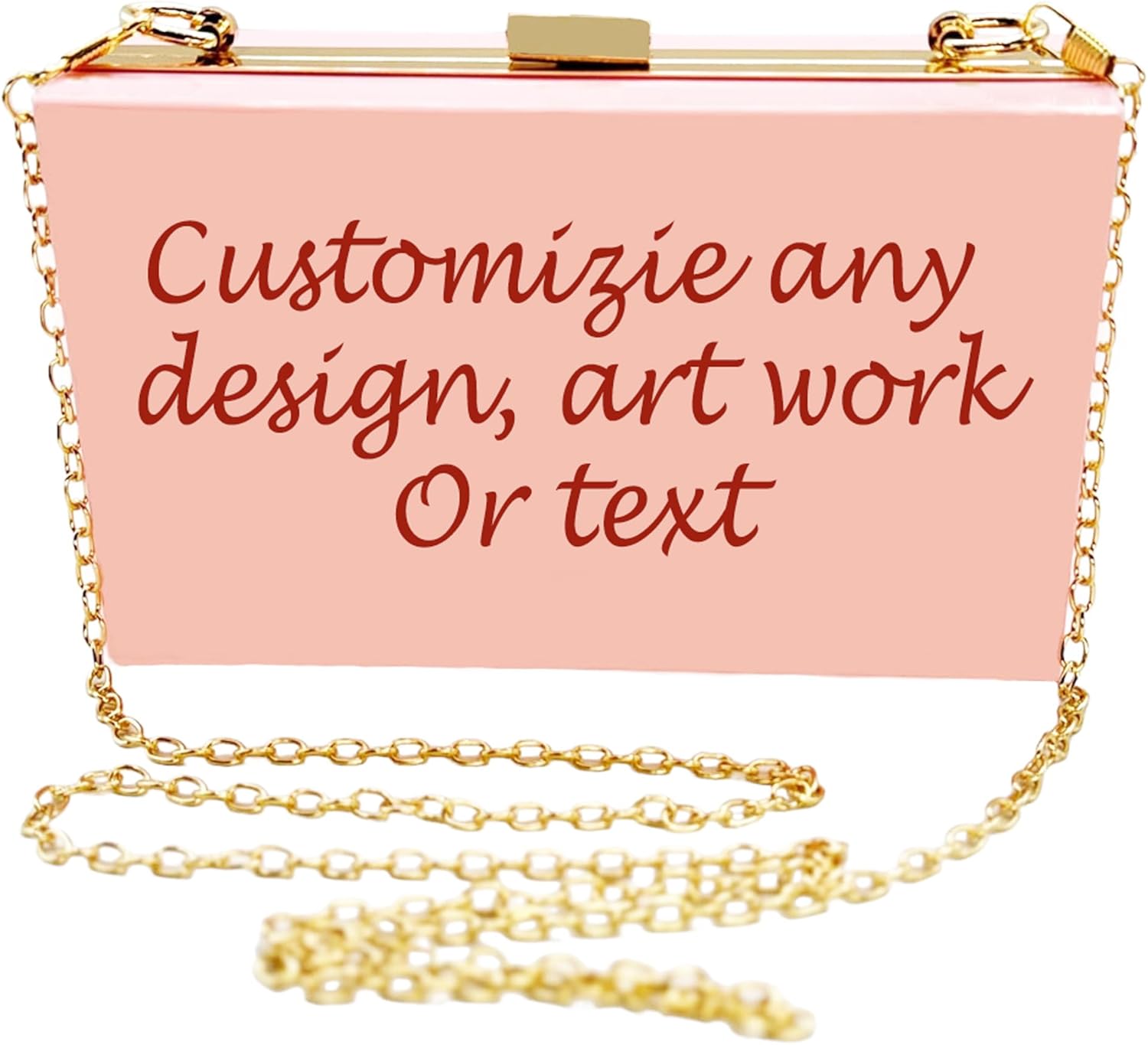 Customizable Design, Text and Art work Purse for Women Acrylic Clutch Bag Shoulder Handbag with Removable Chain