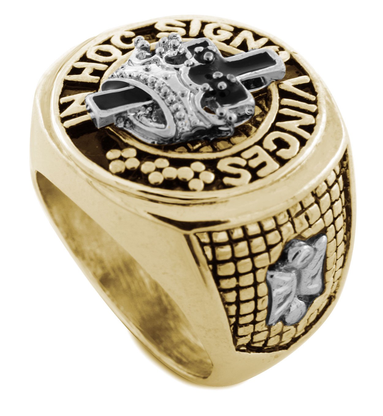 Blingforfun Silver/Gold Tone York Rite of the Masonic Mason Order. Hoc Signo Vinces Men's Ring Size 9#3