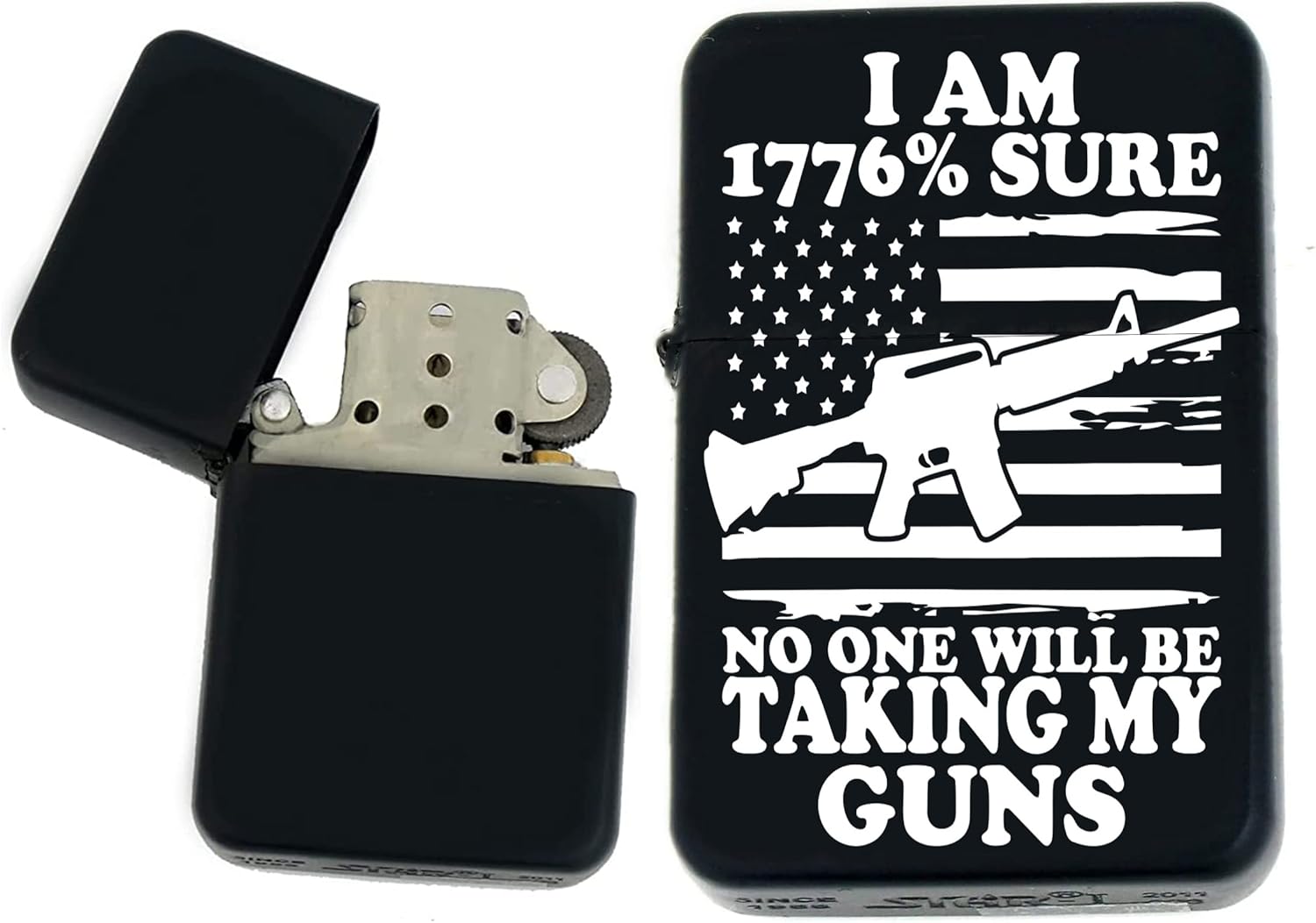 2nd Amendment American Flag Collection Gifts Infinity Black Matt Windproof Lighters! (AM-1)