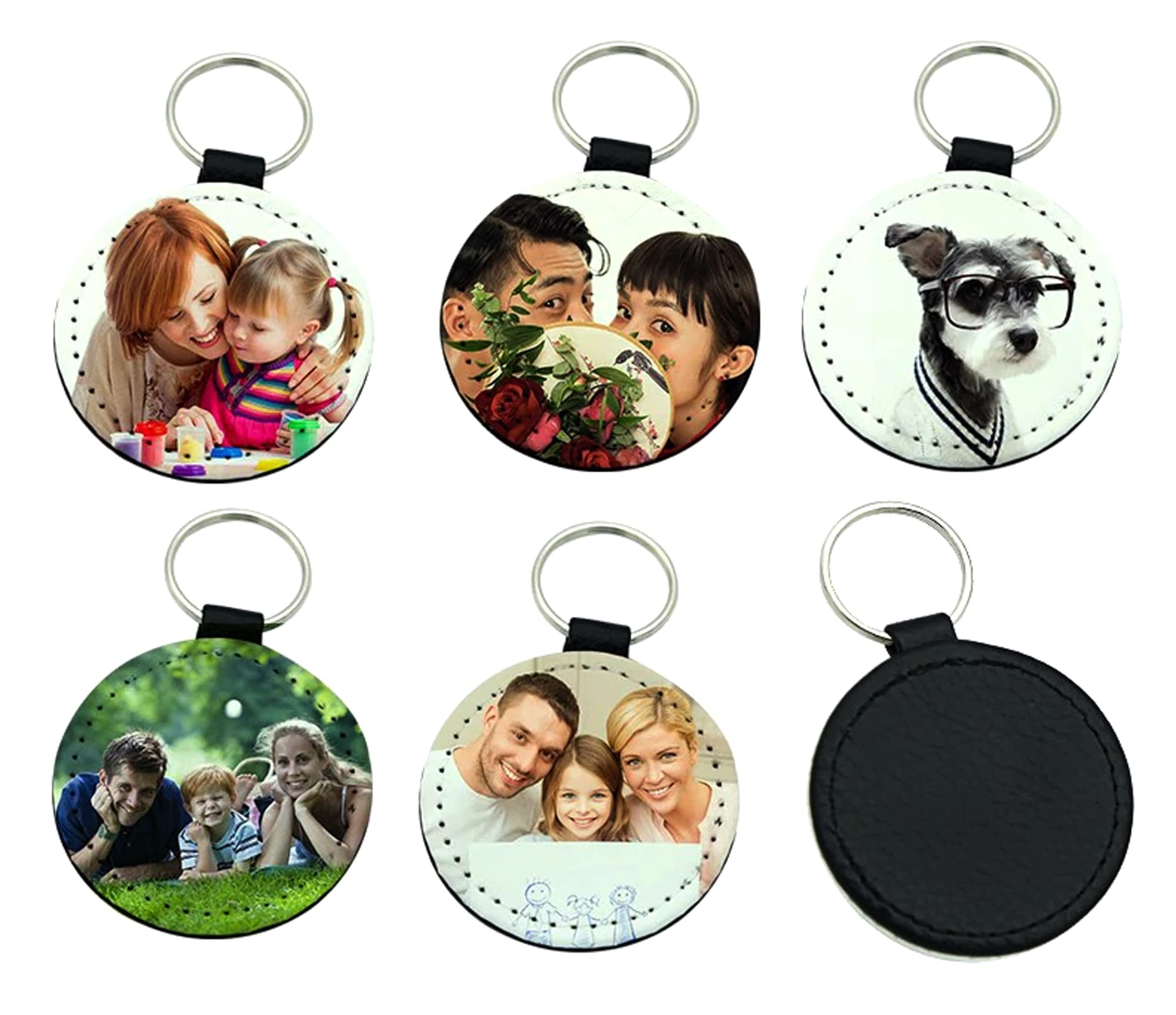 Gifts Infinity Personalized Photo Heart, Round, Rectangle Shape Leather Keychain (Round)