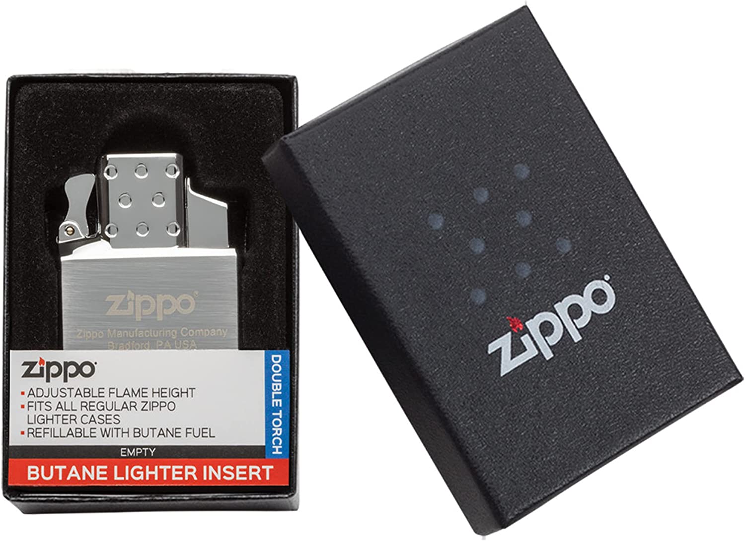 Zippo - 65827 Butane Lighter Insert - Double Torch, Refillable with butane  fuel – Pack 1