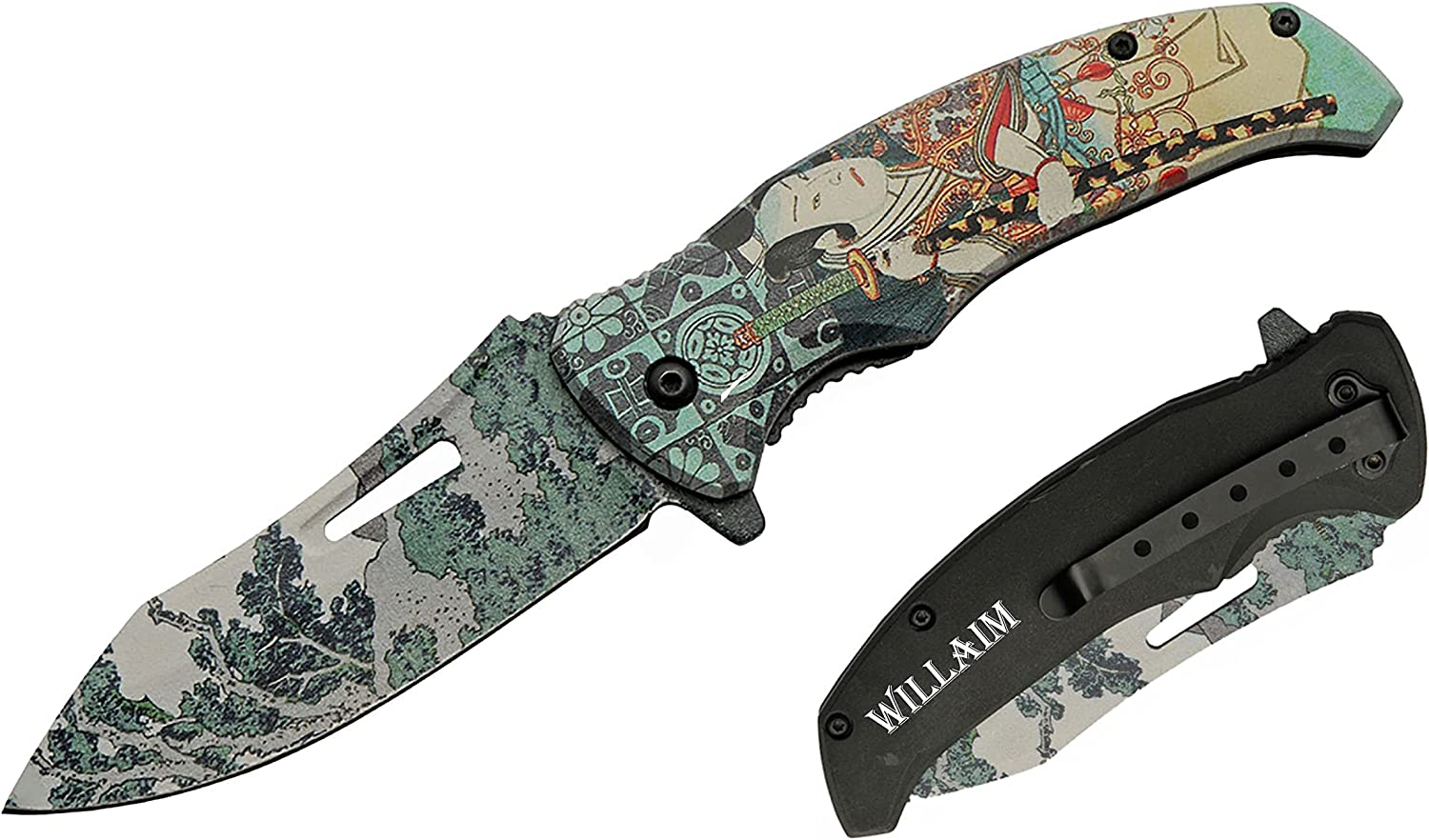 GIFTS INFINITY - Customized Engraved Pocket Folding Knife – 1 Piece (Forest Samurai)