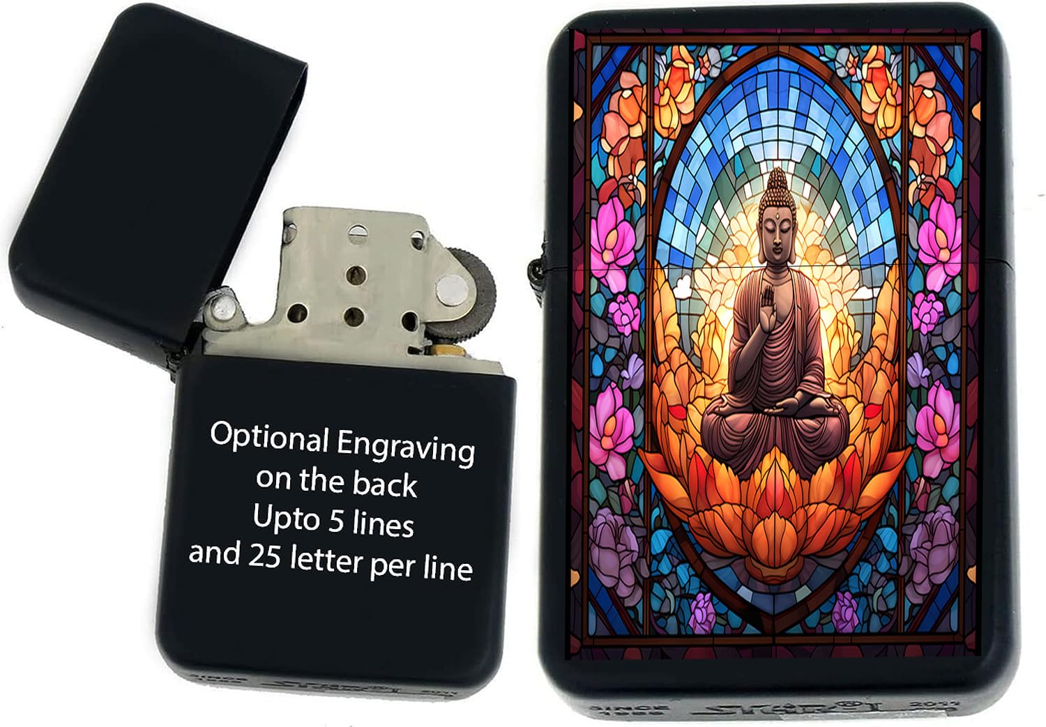 Personalizied Custom Budhha - Unique Collectible Gifts Infinity Black Matt Windproof Lighters! (BH-1)