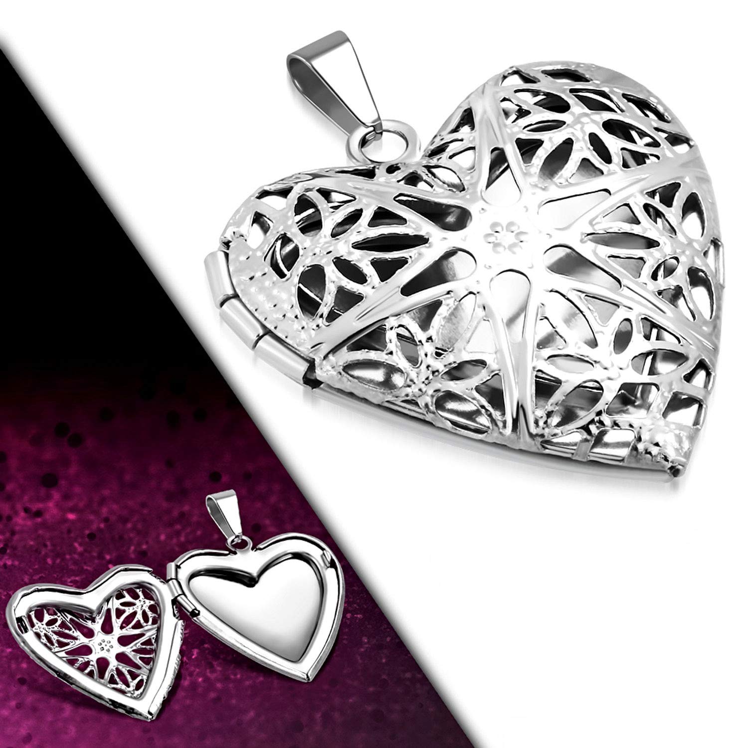 Gifts Infinity Stainless Steel Vine Love Heart Photo Fame Locket Pendant (VPP523)