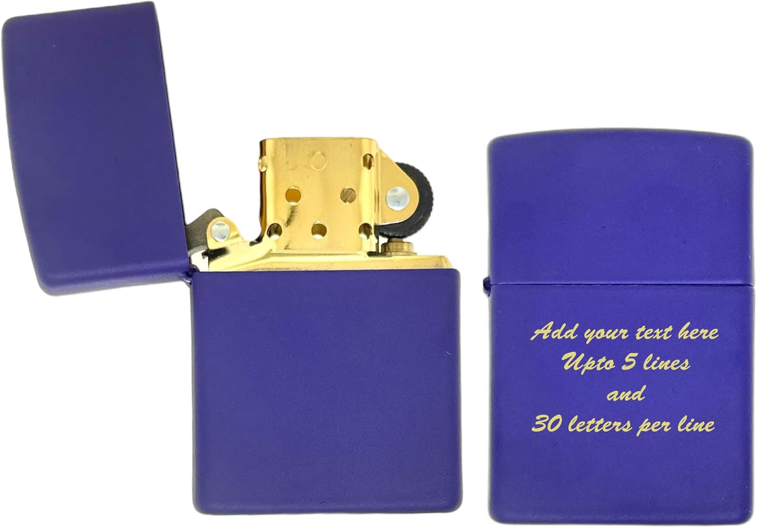 Personalized ZIPPO Classic Windproof Oil Lighter with Gold Inserts Engraving (Purple)