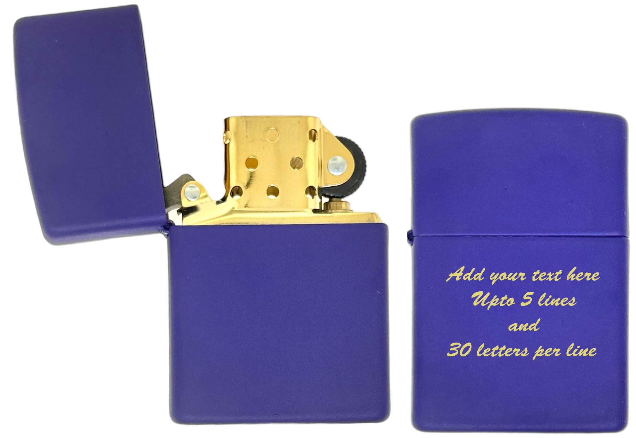 Personalized ZIPPO Classic Windproof Oil Lighter with Gold Inserts Engraving (Purple)