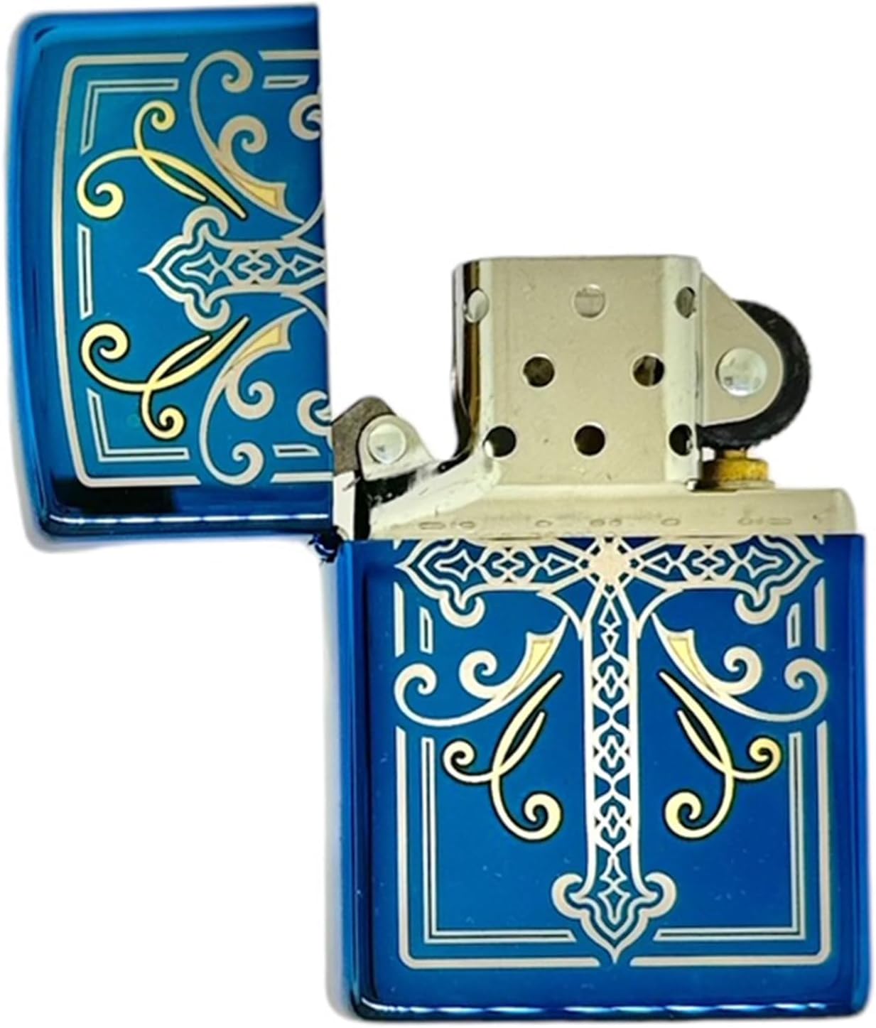 Personalized Zippo Elegant Cross Design Sapphire Classic Oil Windproof Lighter Free Engraving