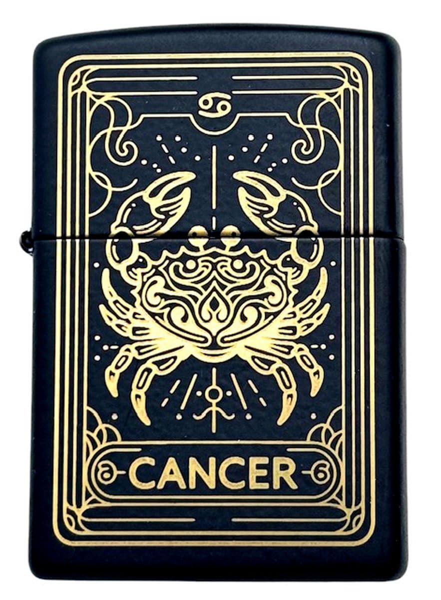 Zippo Lighter - Personalized Custom Message Engraved on Backside Zodiac, Horoscope Sign Cancer)
