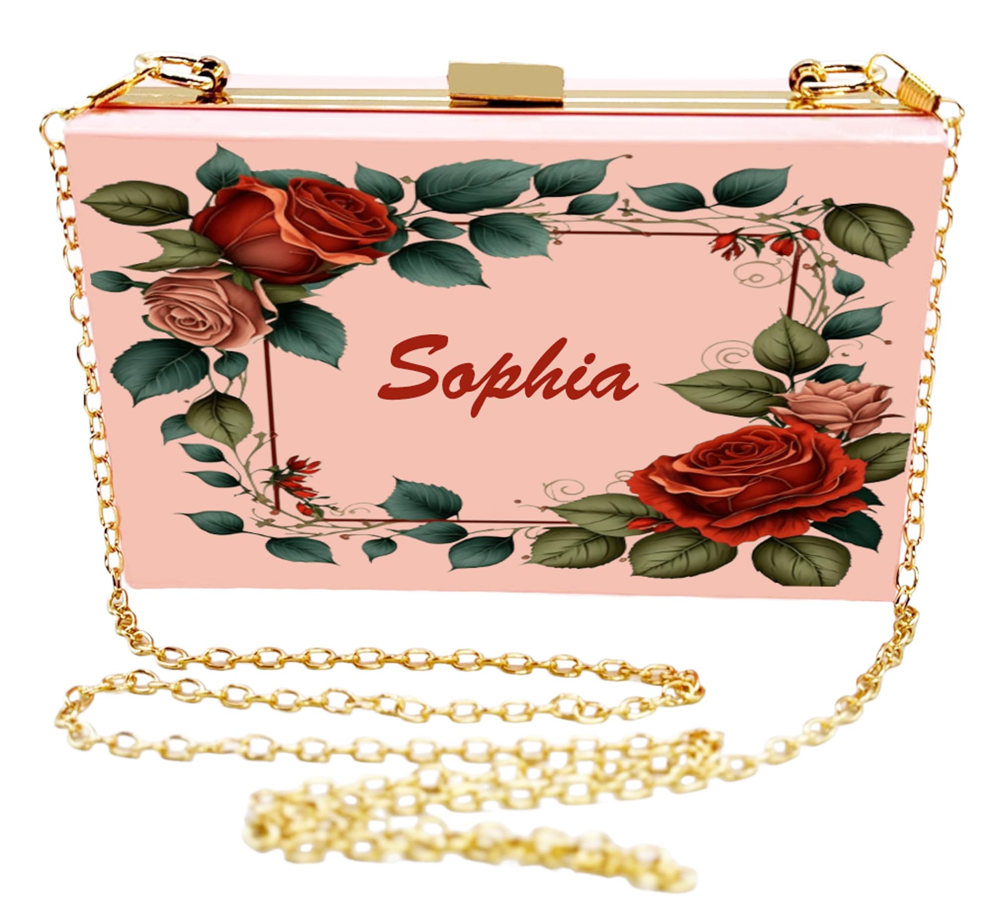 Customizable Design, Text and Art work Purse for Women Acrylic Clutch Bag Shoulder Handbag with Removable Chain