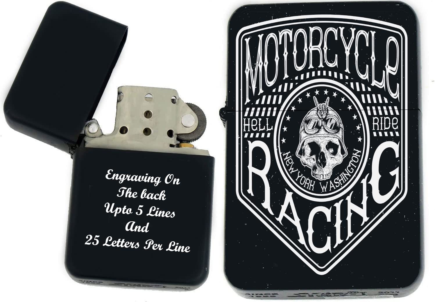 GIFTS INFINITY-Personalized Bikers Motor Cycle Speed Racers Lighters–Black Matt(MC-16)