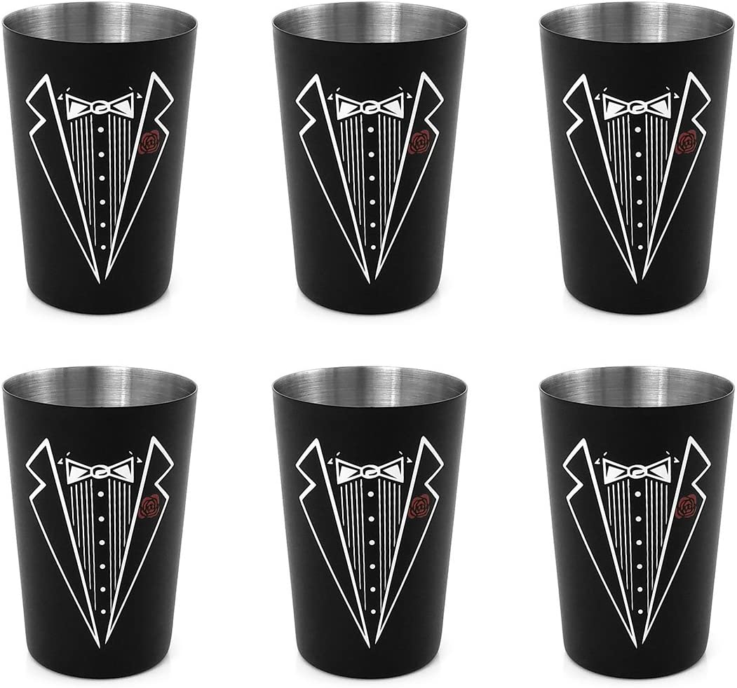 GIFTS INFINITY - Stainless Steel Tuxedo Shot Glass, High Quality & Fluid Ounces Capacity