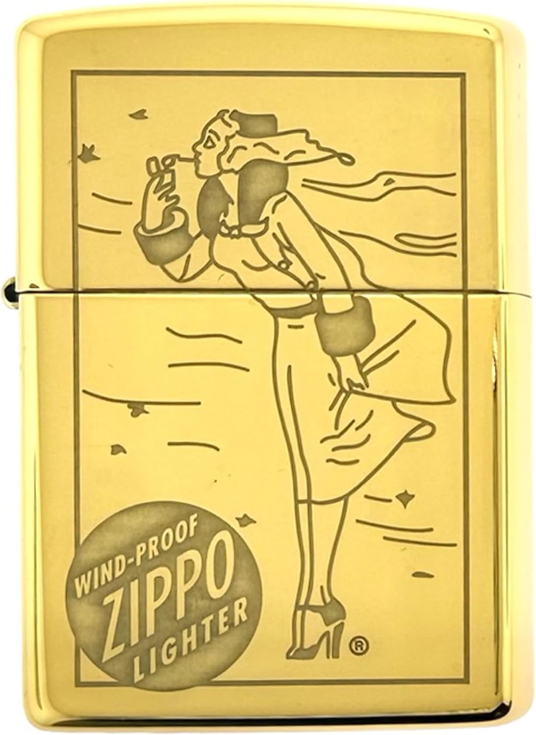 Personalized Zippo High Polsih Chrome Windy Girl Lighter Classic - Eng