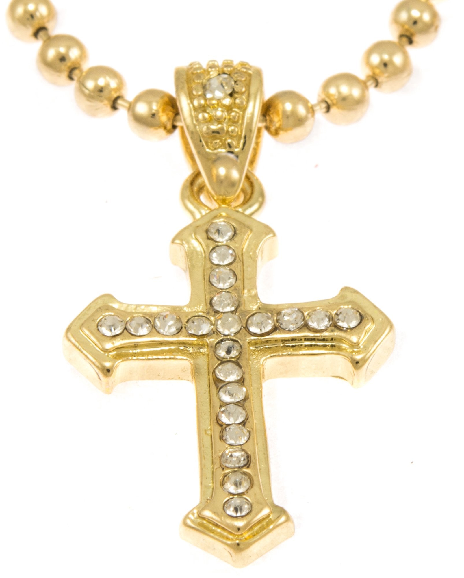 GIFTS INFINITY Gold Tone Thieves Cross Pendant with Mini Pave CZ Stones – Free 30” Ball Chain Necklace