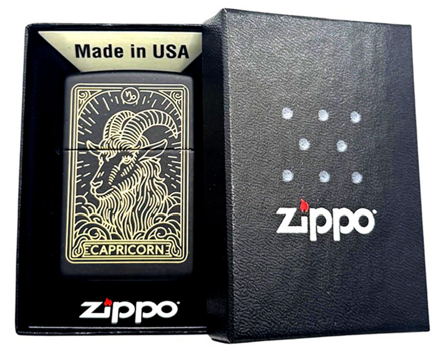 Zippo Lighter - Personalized Custom Message Engraved on Backside Zodiac, Horoscope Sign(Capricon)