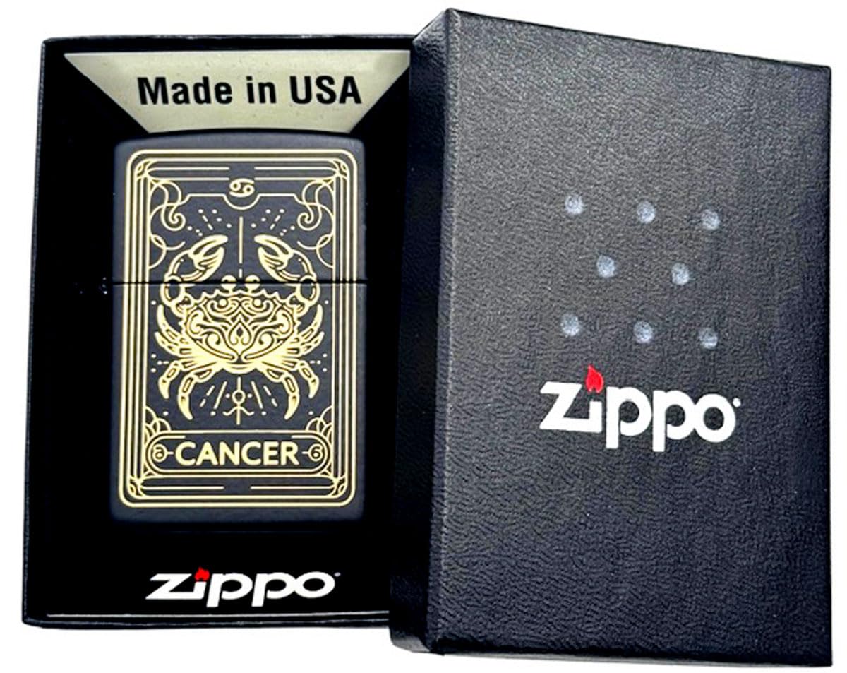 Zippo Lighter - Personalized Custom Message Engraved on Backside Zodiac, Horoscope Sign Cancer)