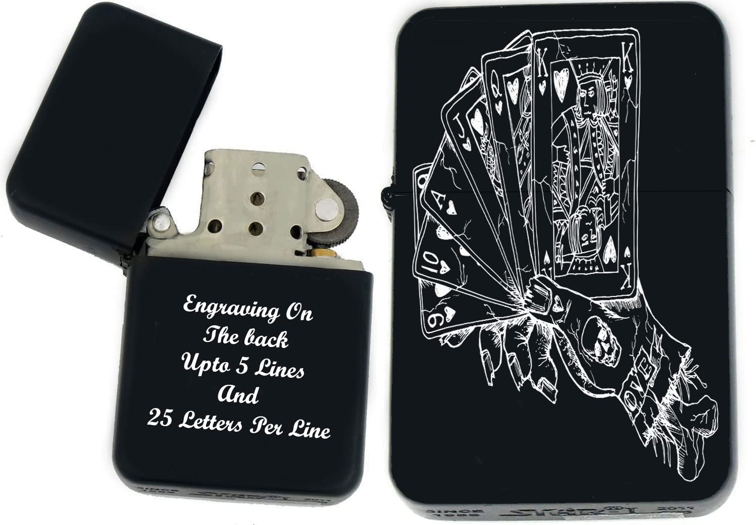 GIFTS INFINITY-Lighters Gambling, Slot Machine, Skull, Four Aces Cards-Black Matt (CD-26)