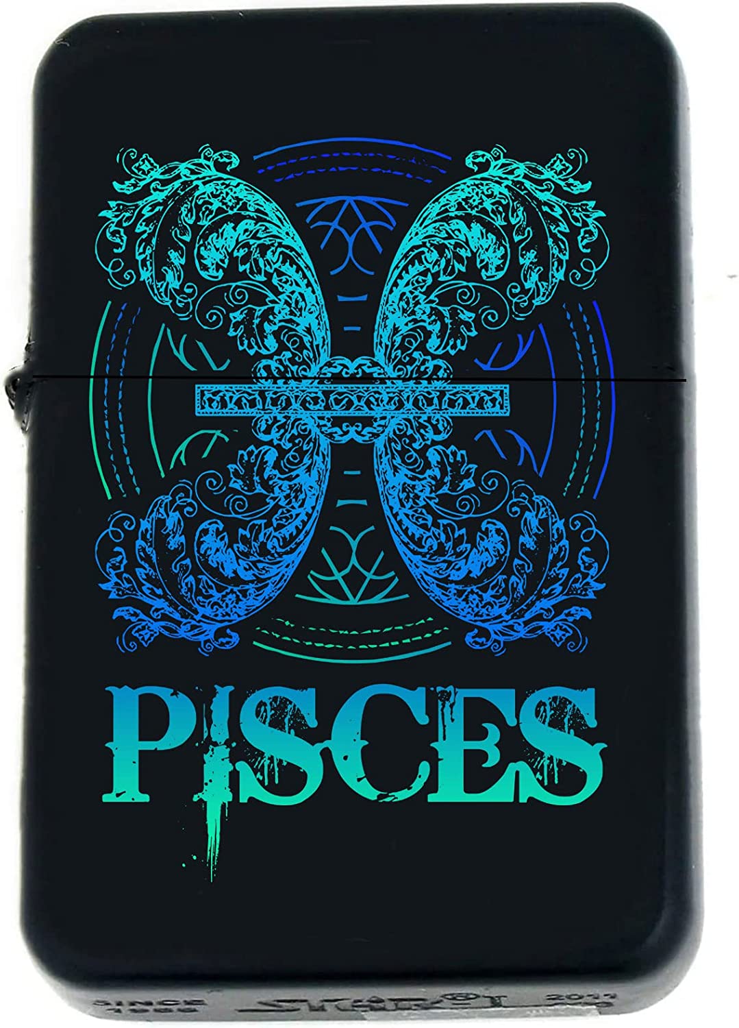 GIFTS INFINITY-Personalized Birthday Zodiac Signs Windproof Lighters-Black Matt (Pisces)